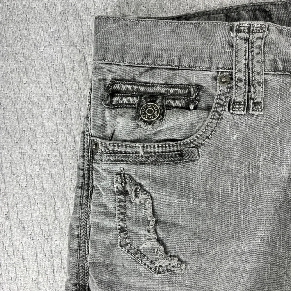 Taverniti So Jeans Mens 31x33 Grey Mec Tape 17 Distressed Straight Denim Pants